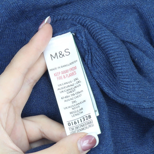 Marks and Spencer Men's Blue Wool 2XL Pullover