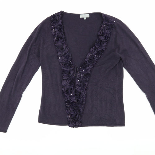 Marks and Spencer Women's Purple Sequin Cardigan - Size 12