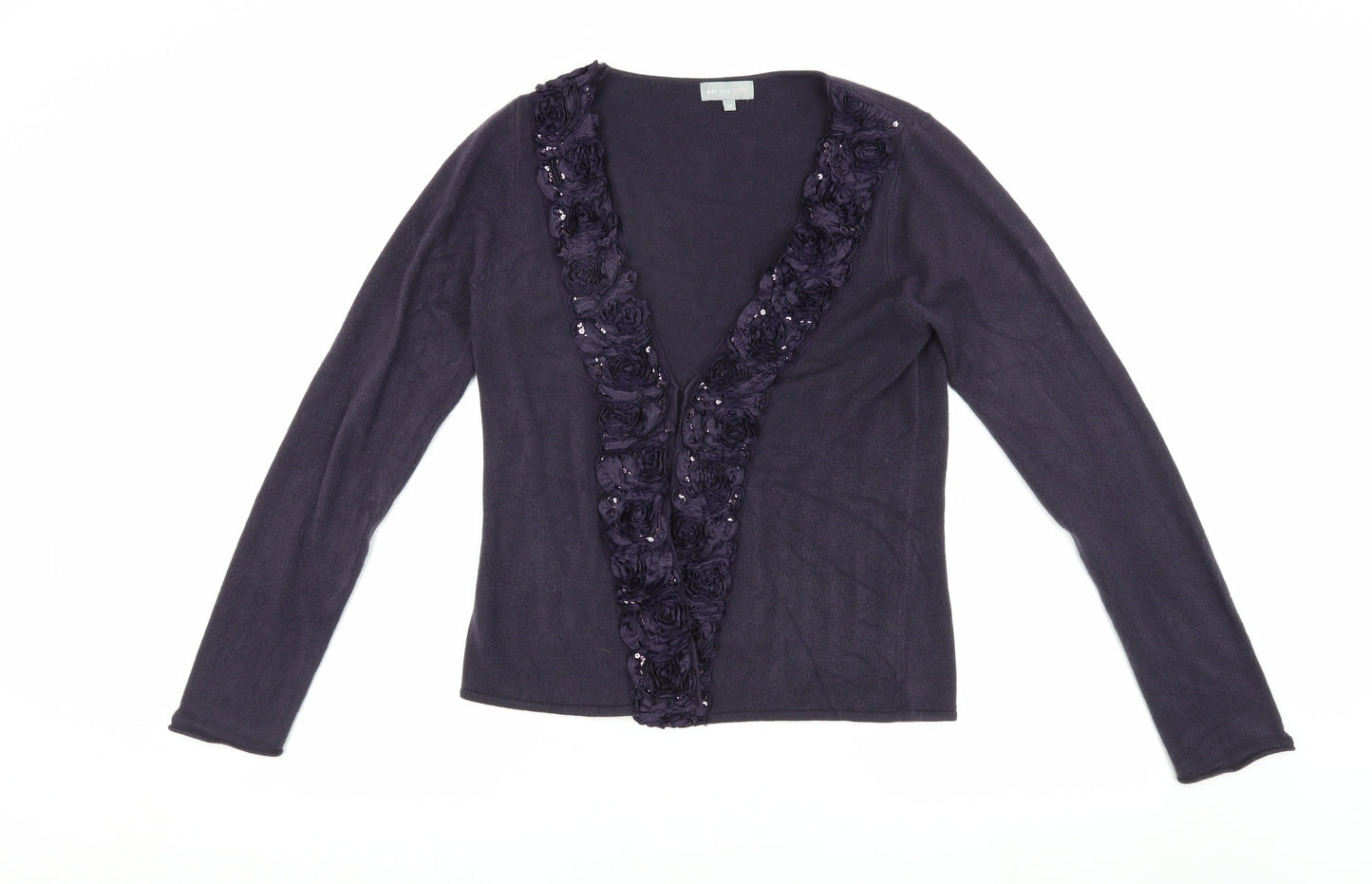 Marks and Spencer Women's Purple Sequin Cardigan - Size 12