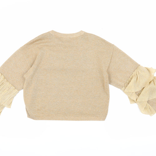 River Island Girls Beige Pullover Jumper 11-12 Years with Ruffles