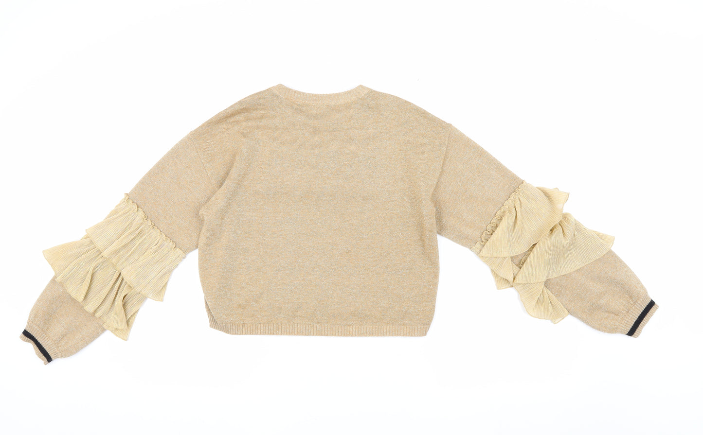 River Island Girls Beige Pullover Jumper 11-12 Years with Ruffles