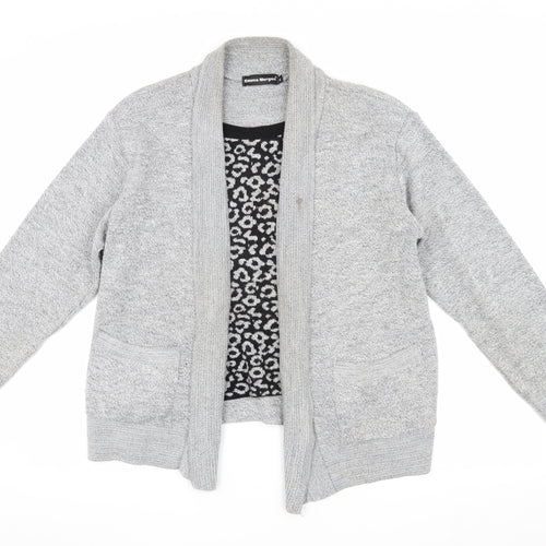 Emma Morgan Women's Grey Animal Print Open Front Cardigan XL