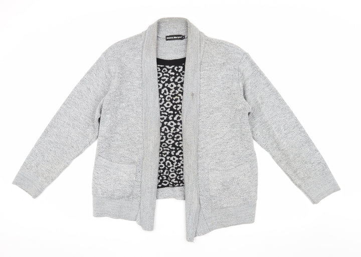 Emma Morgan Women's Grey Animal Print Open Front Cardigan XL