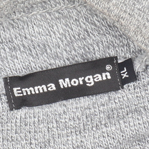 Emma Morgan Women's Grey Animal Print Open Front Cardigan XL