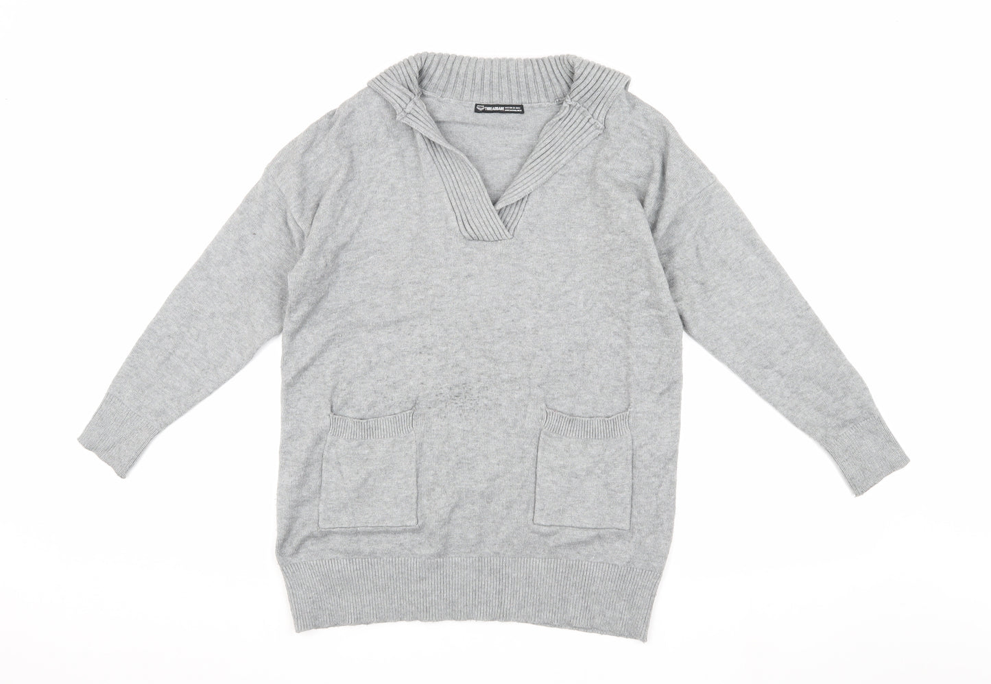 Threadbare Women's Grey Acrylic Knit Pullover Jumper, Size 6