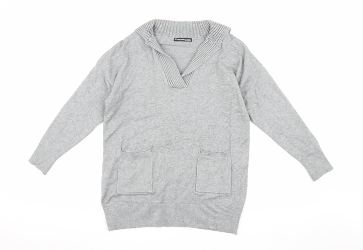 Threadbare Women's Grey Acrylic Knit Pullover Jumper, Size 6
