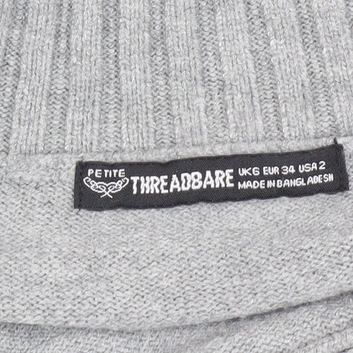 Threadbare Women's Grey Acrylic Knit Pullover Jumper, Size 6