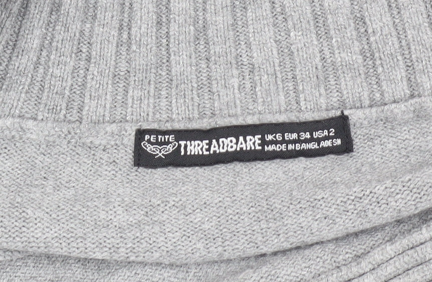 Threadbare Women's Grey Acrylic Knit Pullover Jumper, Size 6