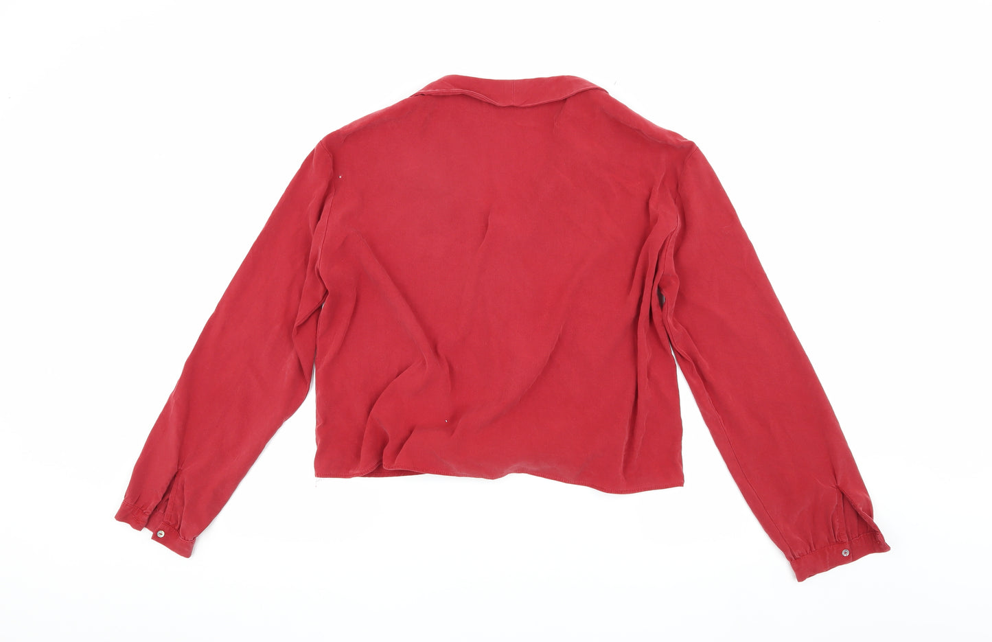 Zara Women's Red Button-Up Shirt Size 10