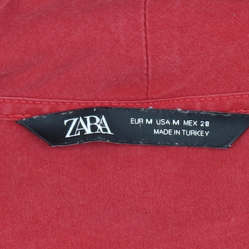 Zara Women's Red Button-Up Shirt Size 10