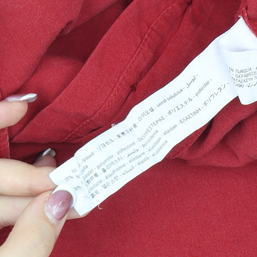 Zara Women's Red Button-Up Shirt Size 10