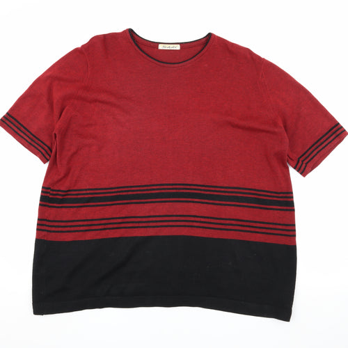 Berkertex Women's Red Striped T-Shirt Size 22