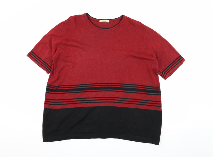 Berkertex Women's Red Striped T-Shirt Size 22