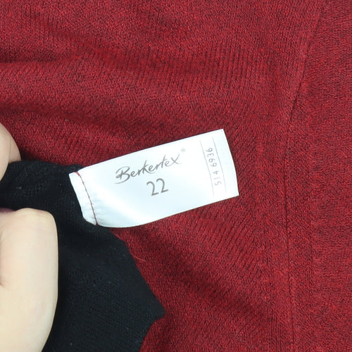 Berkertex Women's Red Striped T-Shirt Size 22