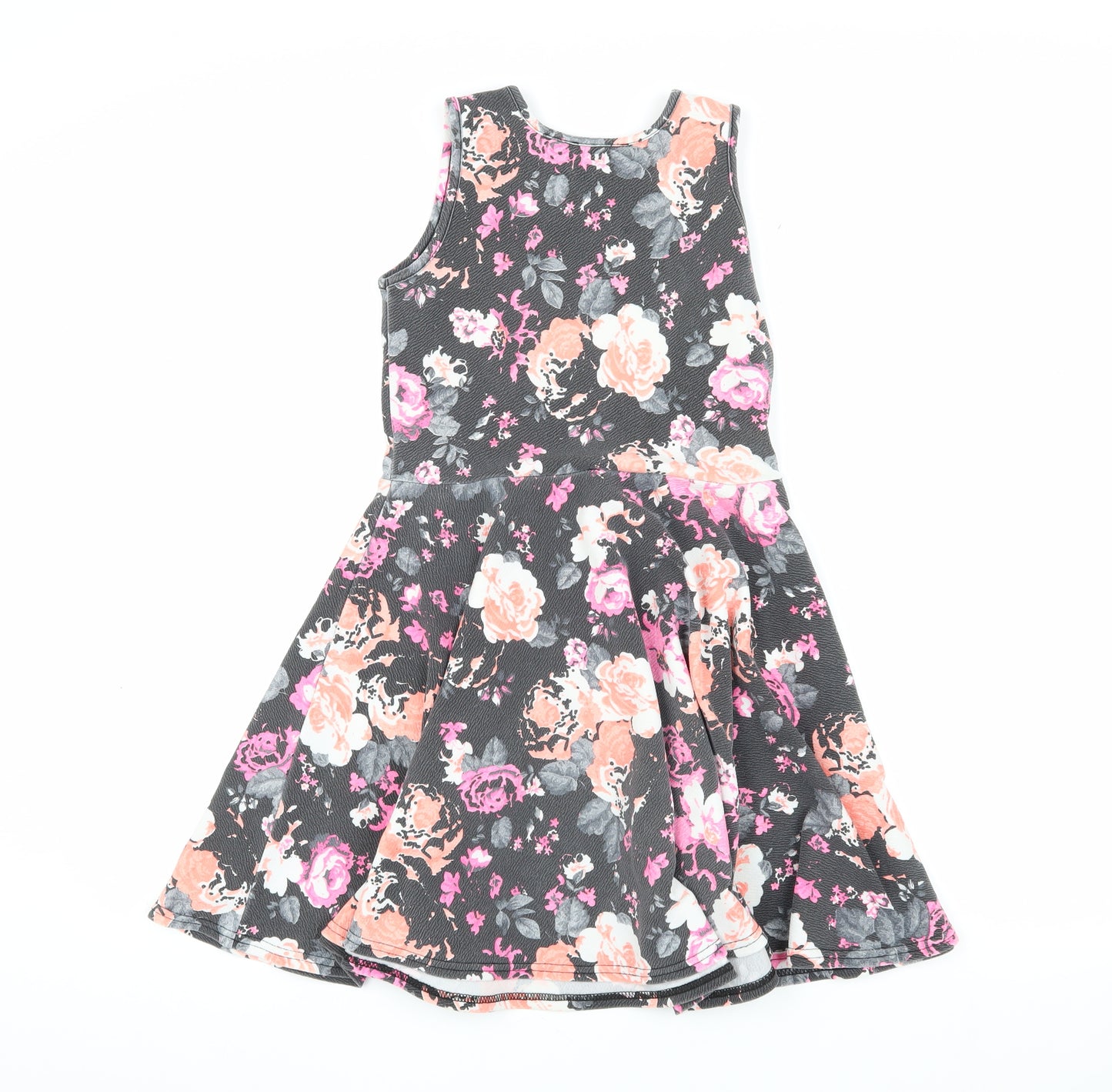 Girls Multicoloured Skater Dress, Floral, 9-10 Yrs, Casual Elegance