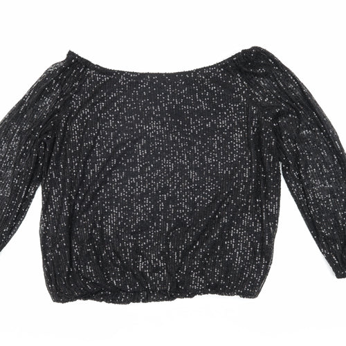 QED London Women's Black Sequin Off Shoulder Blouse