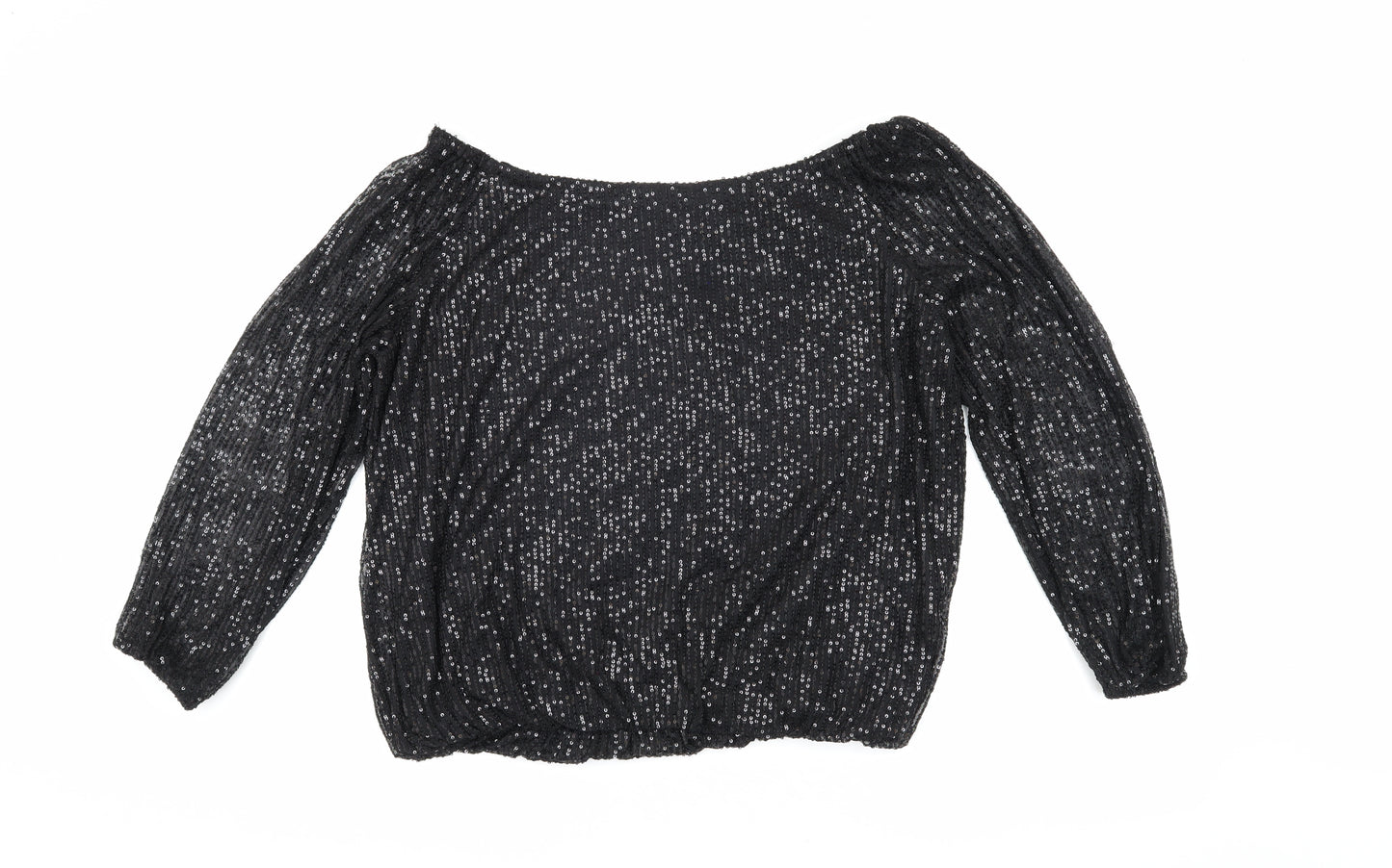 QED London Women's Black Sequin Off Shoulder Blouse
