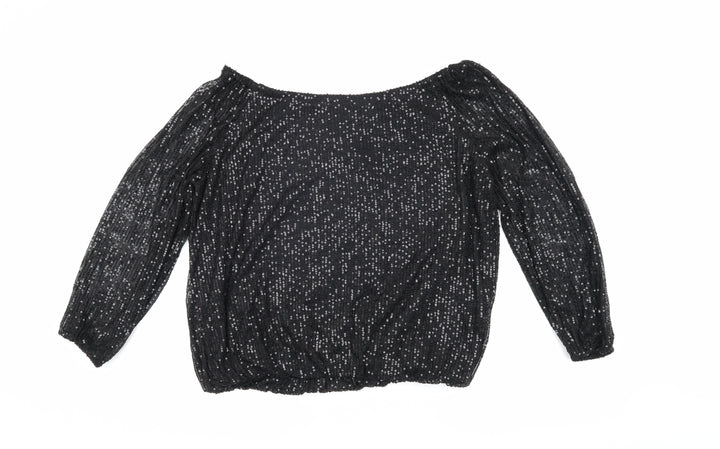 QED London Women's Black Sequin Off Shoulder Blouse