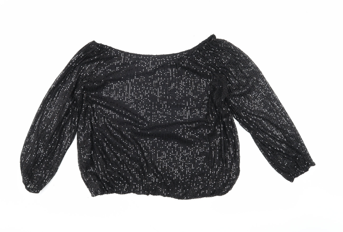 QED London Women's Black Sequin Off Shoulder Blouse