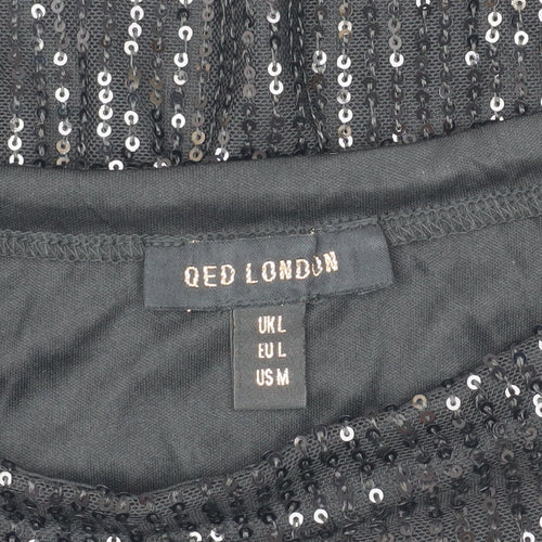QED London Women's Black Sequin Off Shoulder Blouse