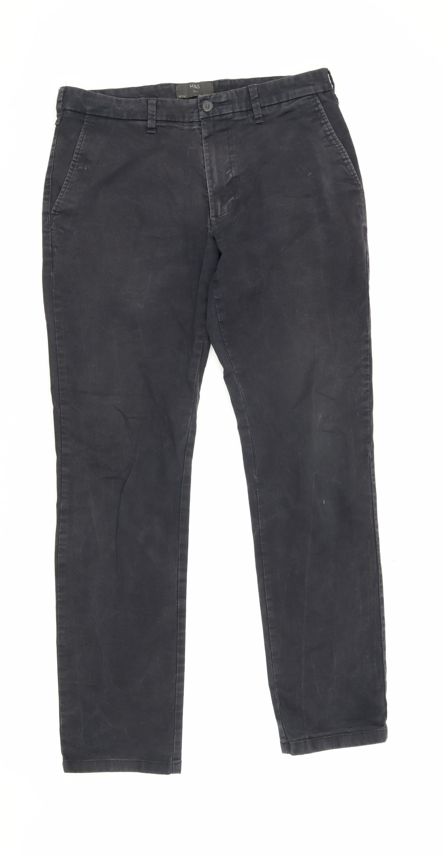 Marks and Spencer Men's Black Slim Fit Chinos 32 Waist