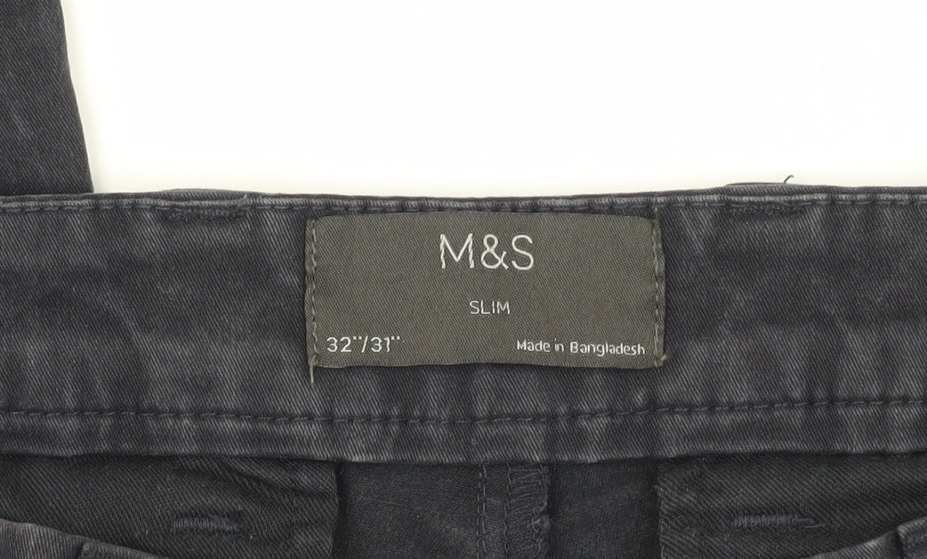 Marks and Spencer Men's Black Slim Fit Chinos 32 Waist