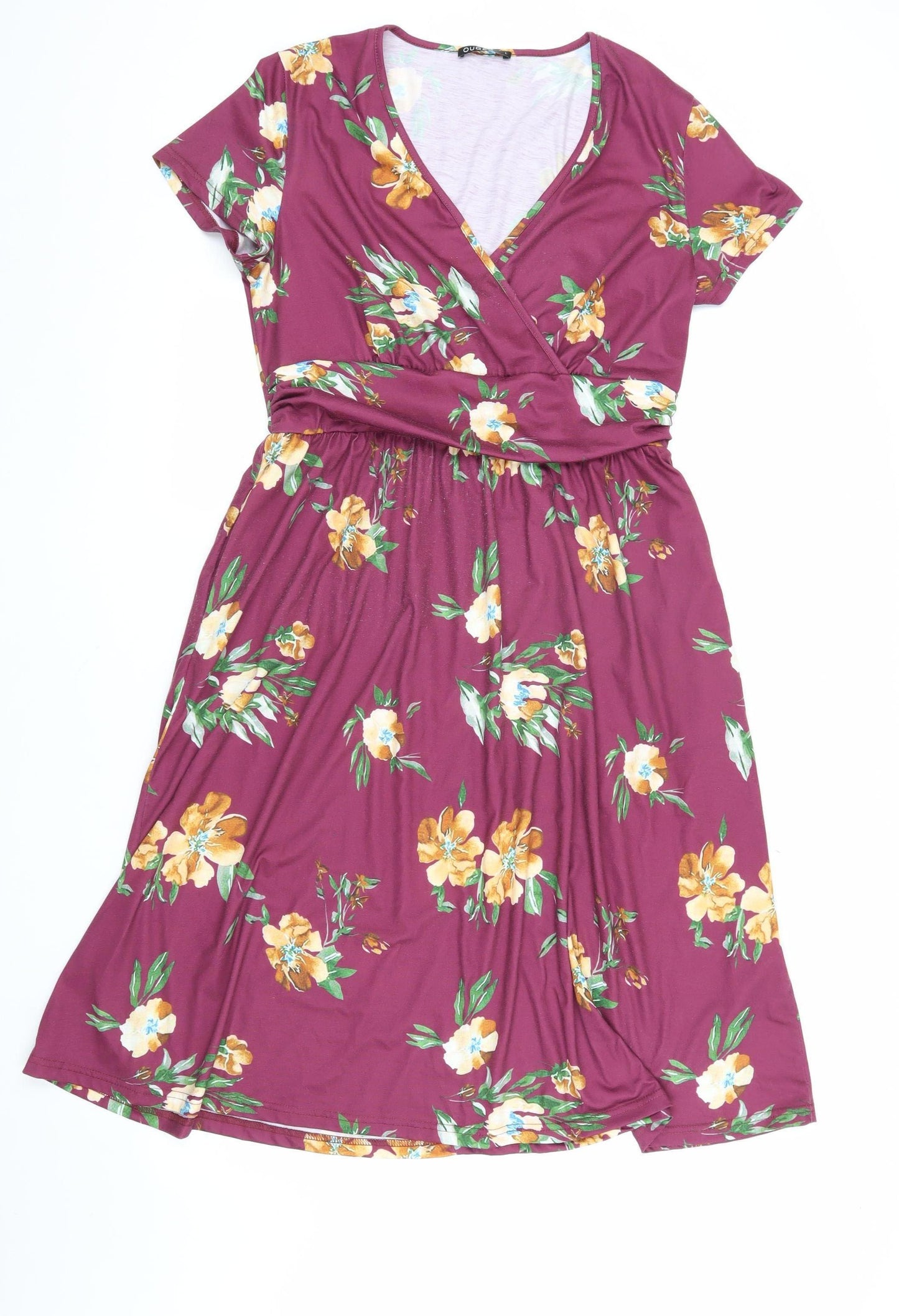 Ouges Women's Multicoloured Floral Wrap Dress L