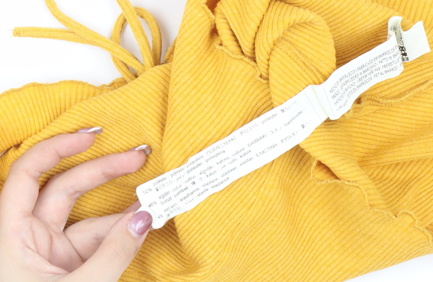 Bershka Women's Yellow Cropped Off-Shoulder Top