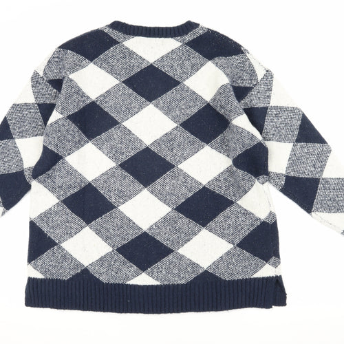 Marks and Spencer Men's Blue Argyle Pullover Jumper Size L