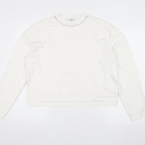 Marks and Spencer Women's White Pullover Jumper L