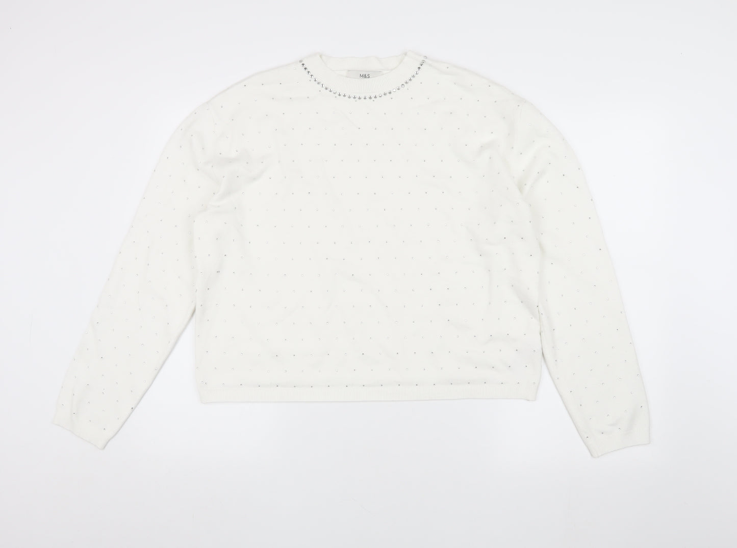 Marks and Spencer Women's White Pullover Jumper L
