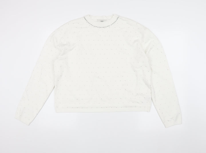 Marks and Spencer Women's White Pullover Jumper L
