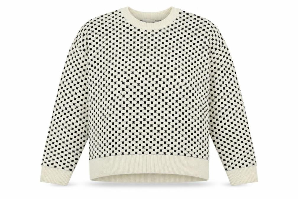 Front view of H&M Women's White Geometric jumper, size S