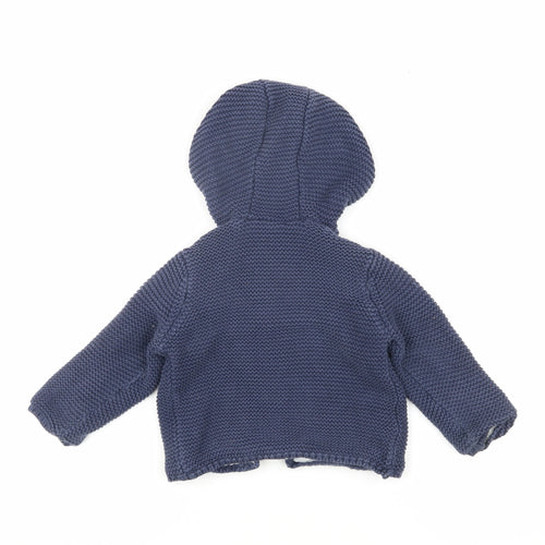 Marks and Spencer Unisex Blue Knit Hoodie Jacket 3-12 Months