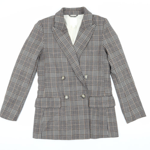 H&M Women's Multicoloured Plaid Blazer, Size 6