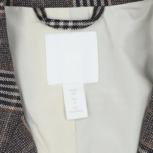 H&M Women's Multicoloured Plaid Blazer, Size 6