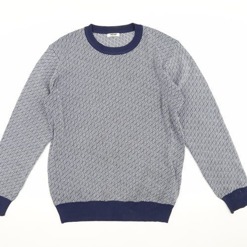 Coofandy Men's Blue Geometric Pullover Jumper L
