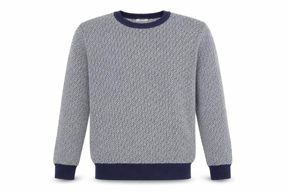 Front view of Coofandy Men's Blue Geometric jumper L