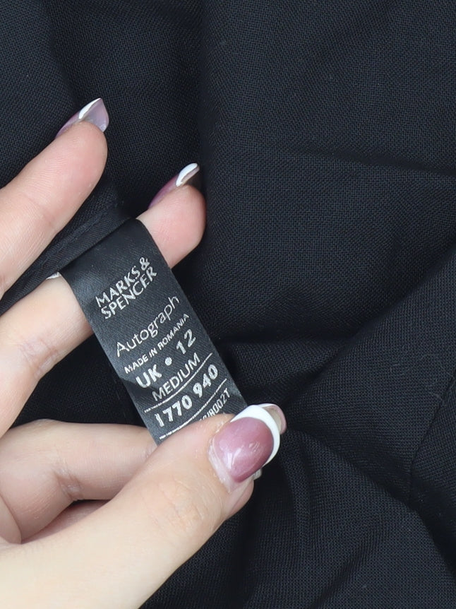 Marks and Spencer Women Black Pleated Trousers Size 12