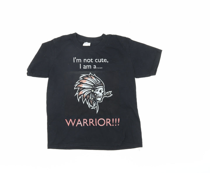 Gildan Unisex Kids Black Graphic T-Shirt 7-8 Years