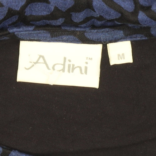 Adini Women's Blue Geometric M Dress, 3/4 Sleeve