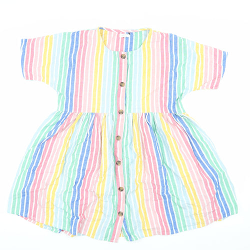 Next Girls Multicoloured Striped Shirt Dress 10 Years