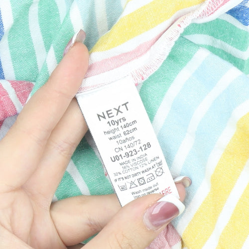 Next Girls Multicoloured Striped Shirt Dress 10 Years