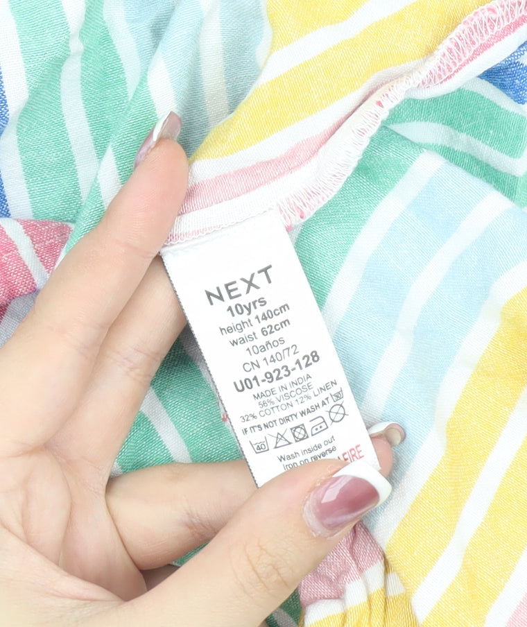 Next Girls Multicoloured Striped Shirt Dress 10 Years