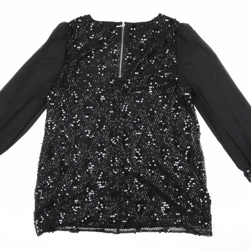 M&Co Women's Black Sequin Top, Size 20, Party