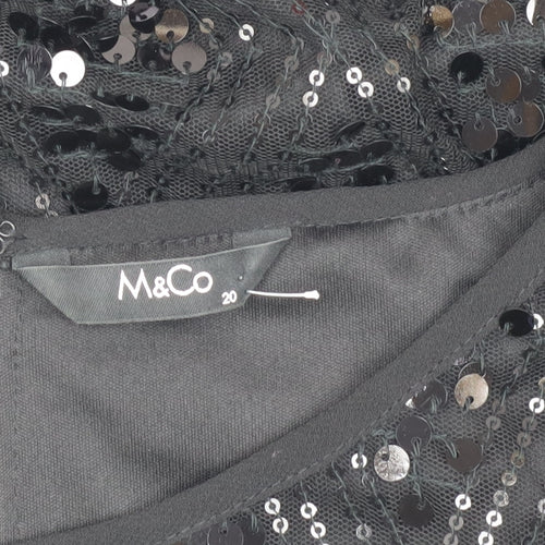 M&Co Women's Black Sequin Top, Size 20, Party