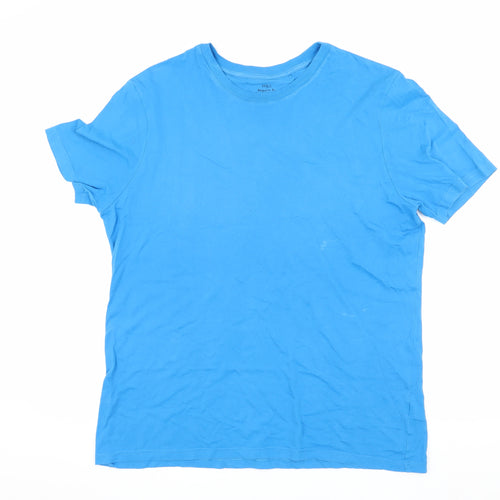 Marks and Spencer Men's Blue Crew Neck T-Shirt - Size L
