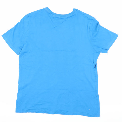 Marks and Spencer Men's Blue Crew Neck T-Shirt - Size L