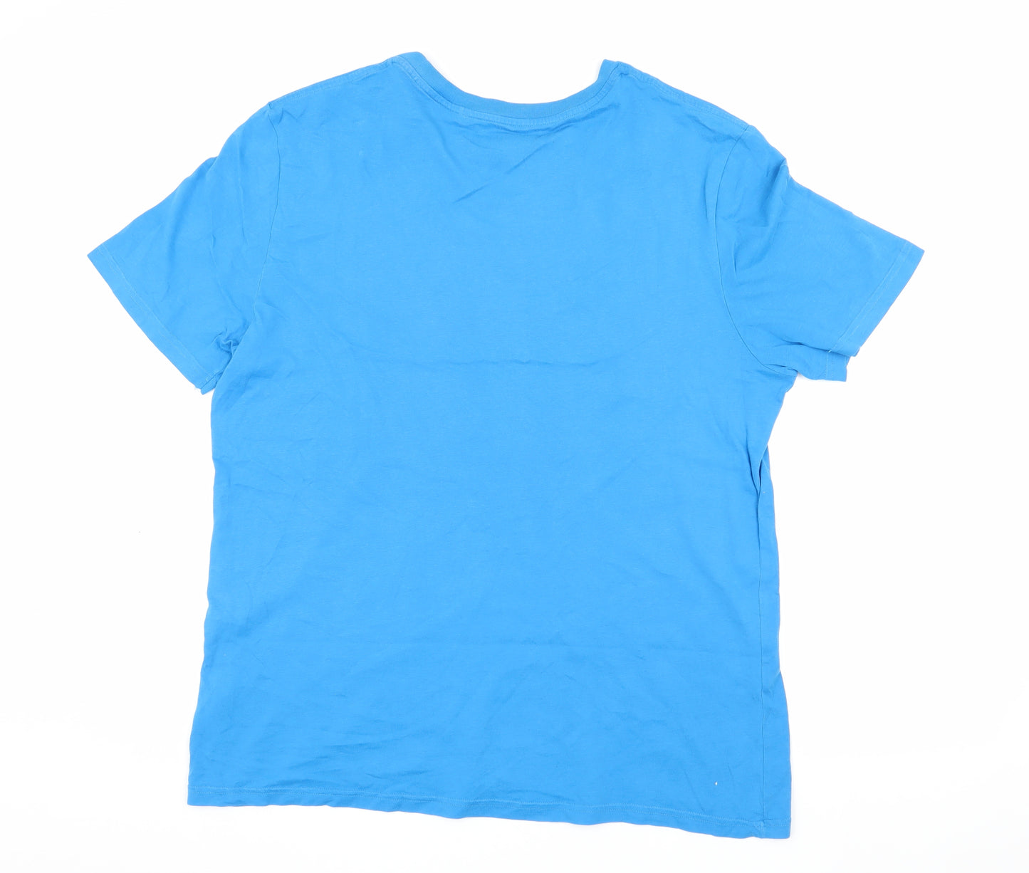 Marks and Spencer Men's Blue Crew Neck T-Shirt - Size L