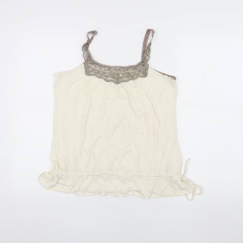Topshop Ivory Camisole Tank Top Women Size 12 Spaghetti Straps